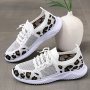 Women's Casual Sneakers Breathable Lace-up Running Shoes Leopard Pattern Sports Shoes