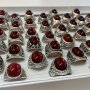 5pcs/set Men's Silvery Oval Red Stone Rings Men's Vintage Metal Rings Whole Jewelry For Accessories Gifts For Women