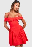 Cold Shoulder Milkmaid MINI Dress - Red