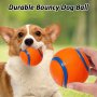 Bouncy Dog Ball - Teeth-cleaning Water-friendly For Training & Play Vibrant Orange & Blue - Ideal For Medium Breeds