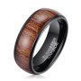 Men's Rosewood Center Black Tungsten Ring WR-107 - 8