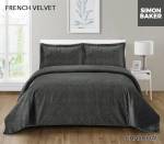 Simon Baker - French Velvet Bedspread Set - Charcoal Various Sizes - Queen - 250CM X 270CM Bedspread + 2 Pillowcases 50CM X 70CM