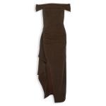 Chocolate Lurex Off Shoulder Dress