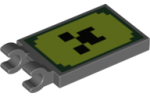 Parts Tile Modified 2 X 3 With 2 Clips With Black Pixelated Face On Lime And Green Background Pattern Minecraft 30350BPB098