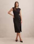 Lisette Column Button Midi Dress - 20 Black