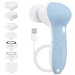 Rechargeable Facial Cleansing Spin Brush Set With 7 Exfoliating Brush Heads - Complete Face Spa System By Clsevxy - Advanced Mic