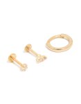 Goldair Gold Plated Surgical Steel Cubic Zirconia Flat Back Studs & Hoops 3-PACK