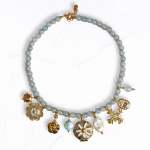 Multi Flower Charm Locket Beaded Choker - Sky Free
