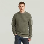 Raw Woven Mix Sweater Shadow Oliv