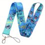 Disney Lanyard Keychain Id Credit Card Cover Pass Mobile Phone Charm Cartoon Stitch Series 1PC Neck Straps Badge Holder Key Holder Accessories