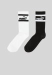 Puma Mens 2 Pk Mid Calf NO.1 Logo Socks - Black & White