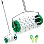 Colwelt Spike Lawn Aerator Heavy Duty Rolling Lawn Aerator Garden Yard Rotary Push Lawn Aeration With 49INCH Steel Handle