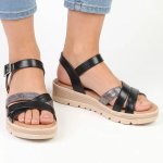 Multi Wedge Sandals - Black - 9