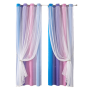 2 Panels Blackout Curtains Rainbow Star With Sheer Layer For Girls Bedroom