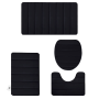 4PIECE Nonslip Black Toilet Seat Cover Coral Fleece Quick Absorption
