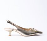 Kitten Heel Stiletto Mule - 7 Gold