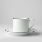 Jenna Clifford - Premium Porcelain Cappuccino Cup & Saucer With Black Band Set Of 4