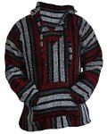 Mexican Baja Hoodie Hippie Surf Poncho Sweater Sweatshirt Pullover Jerga Xx-large Red gray