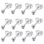 12 Pcs set Stainless Steel Ball Stud Earrings Classic Ear Jewelry For Women