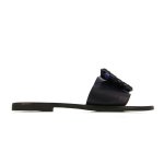 Bow Detail Flat Sandals -navy
