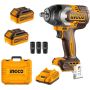 Ingco - Impact Wrench - 1/2 - 850NM - 2X 4.0AH Batteries