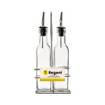 Regent Tall Square Oil & Vinegar Bottles On Wire Stand 250ML