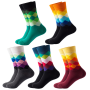 Men's Mid-calf Socks Rhombus Pattern Casual Color Block Warm Socks - 5 Pairs