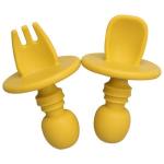 4AKID Baby Silicone Spoon & Fork Set - Yellow
