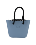 Sofii Designer Tote Handbag - Blue- Polka- Black Rope