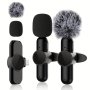 Wireless Lavalier Lapel Microphone With Rechargeable Battery USB Type-c Connector Abs Windproof Pompom Windscreens - Omnidirecti