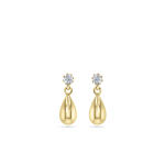 Yellow Gold & Sterling Silver Cubic Zirconia Teardrop Earrings