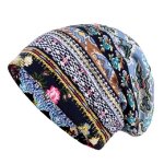 Women Summer Thin Cotton Printing Wild Sunproof Dual-purpose Hat Wrap Cap Size:one Size Blue