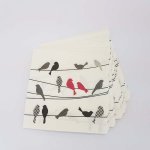 Red Grey Birds On A Line Serviettes - Factory Plaza