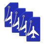 4 Piece Boarding Pass Design Silicone Luggage Tag - Blue