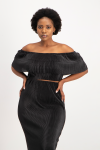 Laura Plisse Off-shoulder Top - Black - L