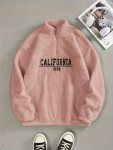 California Print Pullover Sweatshirt Casual Long Sleeve Crew Neck Sweatshirt For Fall & Winter Women's Clothing