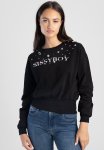 Sissy Boy Logo Sweat Top With Colorful Bling - Black