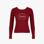 Sissy Boy Womens Long Sleeve Knit Top With Branding In Burgundy - Burgandy XL