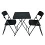 3-PIECE Foldable Outdoor Patio Set Compact Wood-style Table And Rattan-textured Chairs