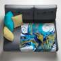 Abstract Gold And Blue Waves Light Weight Fleece Blanket By Cherylin Louw