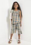 PoP Candy Gingham Top & Bottom Set - Ecru & Blue