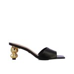 Sculptural Gold Heel Slip-ons -black