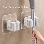 2PCS Mop And Broom Holder Wall Mount Broom Organizer Mop Storage Rack For Laundry Room Home Garden Garage Storage And Organizati