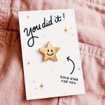 1PC Alloy Smiling Golden Star Pin Badge - Congratulations & Positivity Gift For Birthday Graduation Baptism No Power Needed Meta