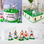 9PCS/SET Football Cake Decoration Soccer Field Players Doll Cupcake Topper Happy Birthday Party Decor Sports Dessert Table Dress