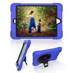 For Ipad MINI 3 & 2 & 1 Shockproof Colorful Silicone + PC Protective Case With Holder & Hand Grip Strap Blue