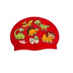 Swim Cap Scattered Dinosaurs Red