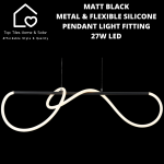 Matt Black Metal & Flexible Silicone Pendant Light Fitting - 27W LED