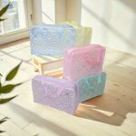 5PCS Set Colorful Printed Transparent Frosted Waterproof Zipper Storage Bags - Lightweight & Washable Perfect For Travel Organiz