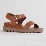 Ida Leather Wedge Sandal - Tan M - 8